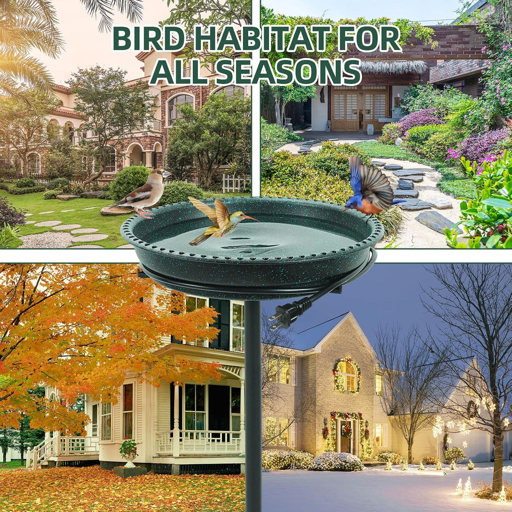 Heated Bird Bath for Outdoors for Winter, 75W Bird Bath Water Heater Bird Bath Deicer,Deep Bowl Thermostatic Control