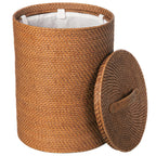 SMALL Rattan Laundry Hamper with Lid and Removable Liner Honey Brown