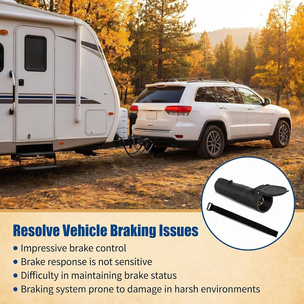 Portable 51180 Trailer Brake Controller for 1-2 Axles and 2-4 brakes, 7-Way