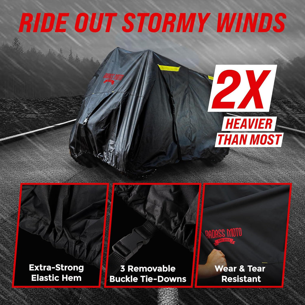ATV Covers Waterproof Outdoor Heavy Duty, Rip-Resistant, Night-Reflective Quad Cover, 4 Wheeler Cover, Easy-Access
