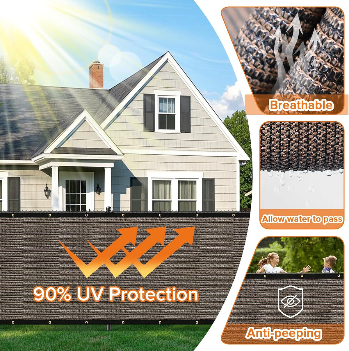 6ftx25ft Privacy Fence Screen Heavy Duty 170 GSM Windscreen & Dustproof Fabric Privacy Screen Covering Mesh Fencing