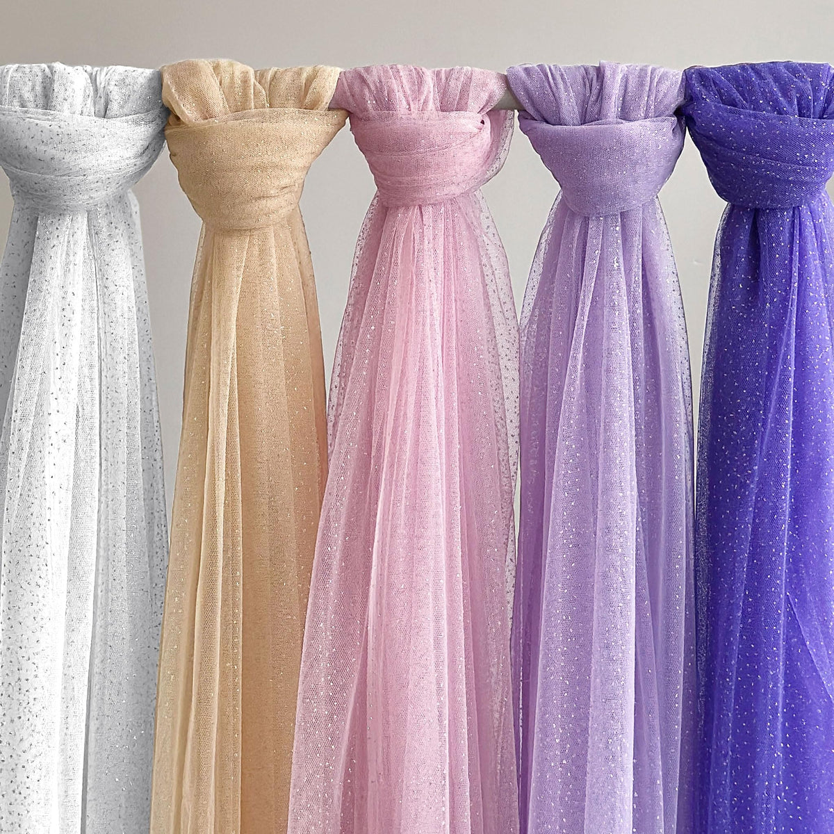 Glitter Tulle Fabric, 60" Wide Light Blue Tulle Fabric 5 Yards