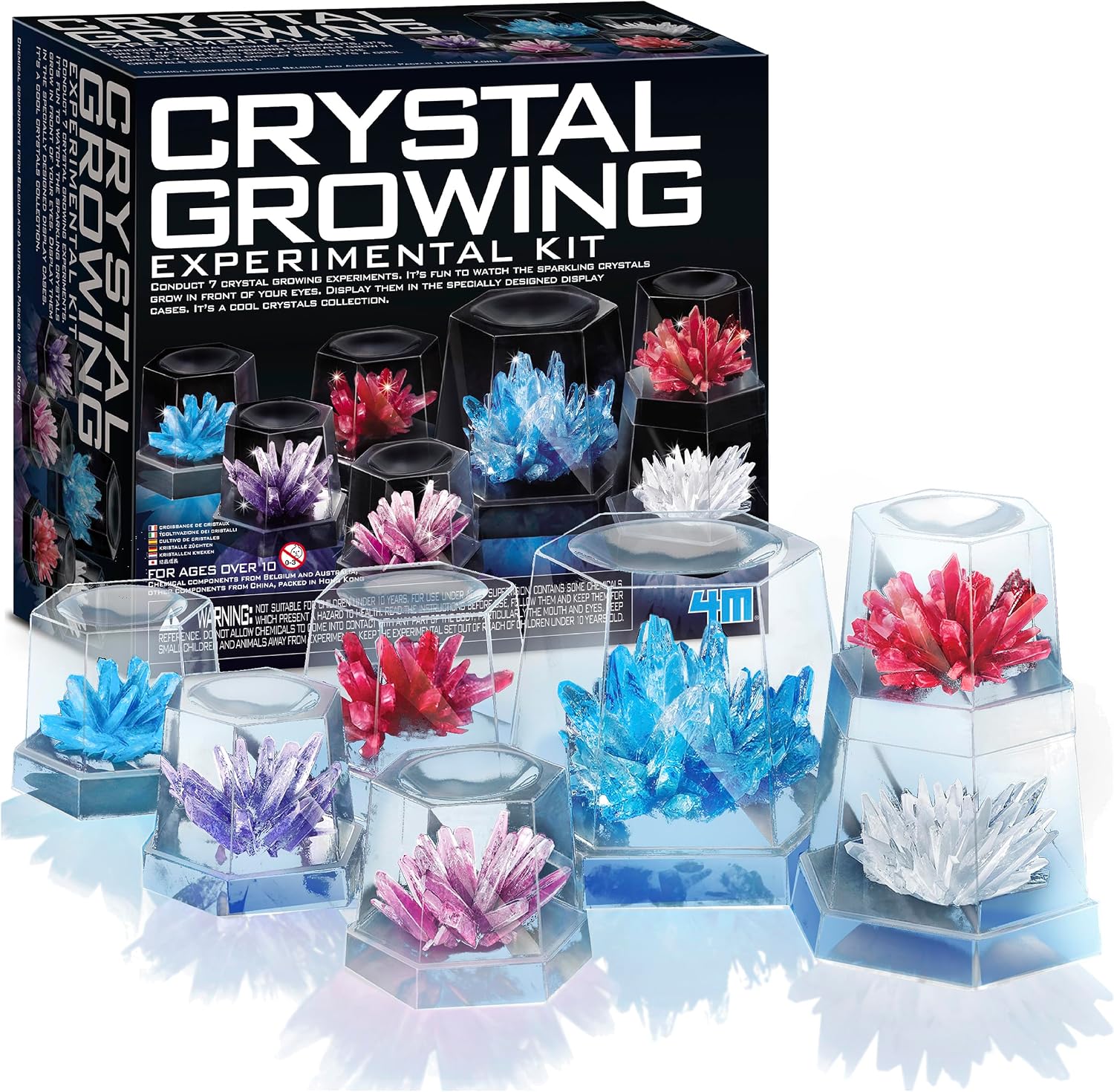 7 Crystal Growing Science Experimental Kit with Display Cases - Easy DIY STEM Toy Lab Experiment Specimens