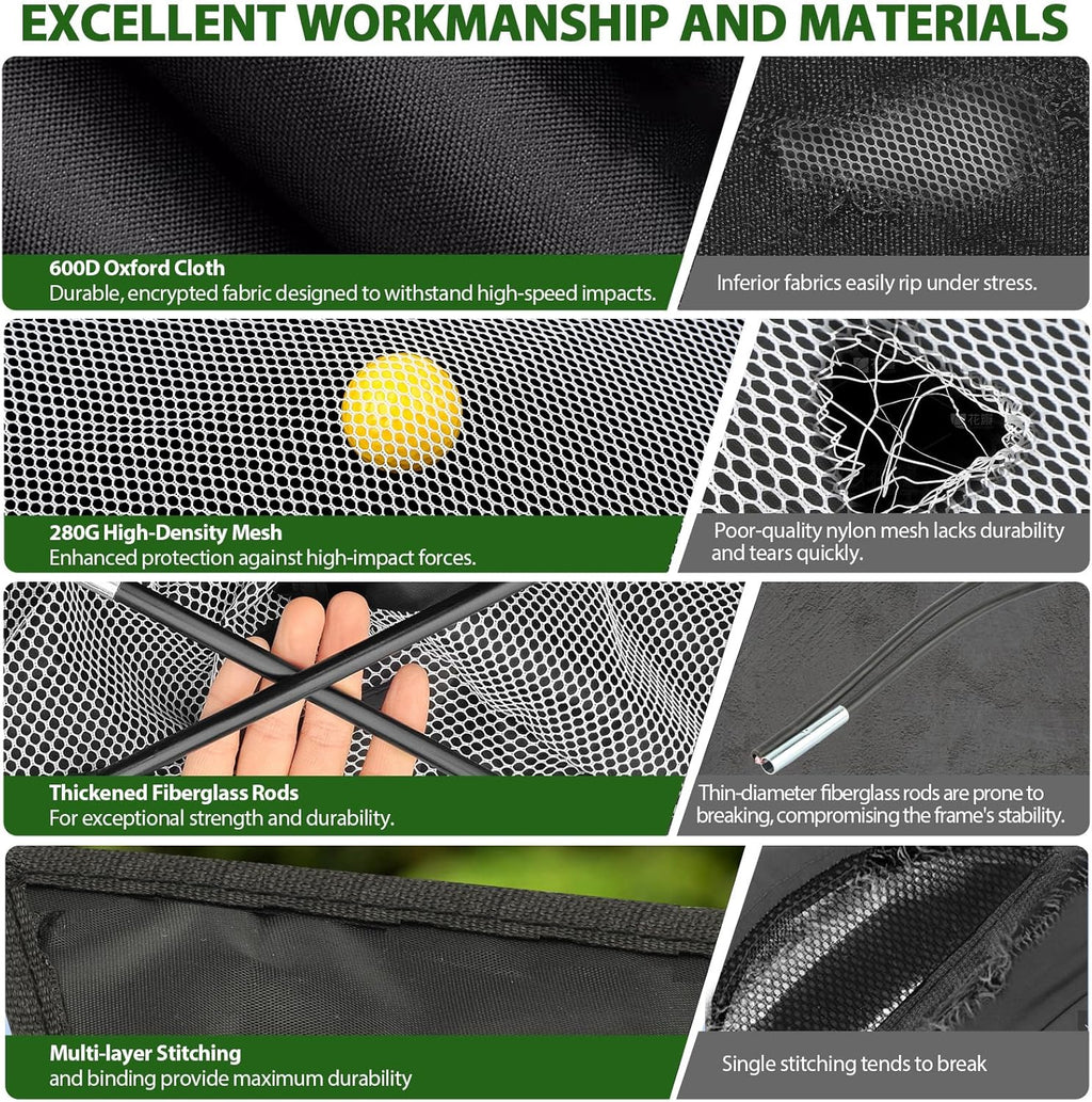 Golf Net, 10x7 Ft Practice Hitting Golf Net with Tri-Turf Mat, Ball, Tee, and Carring Bag, All-in-One Multi-Target