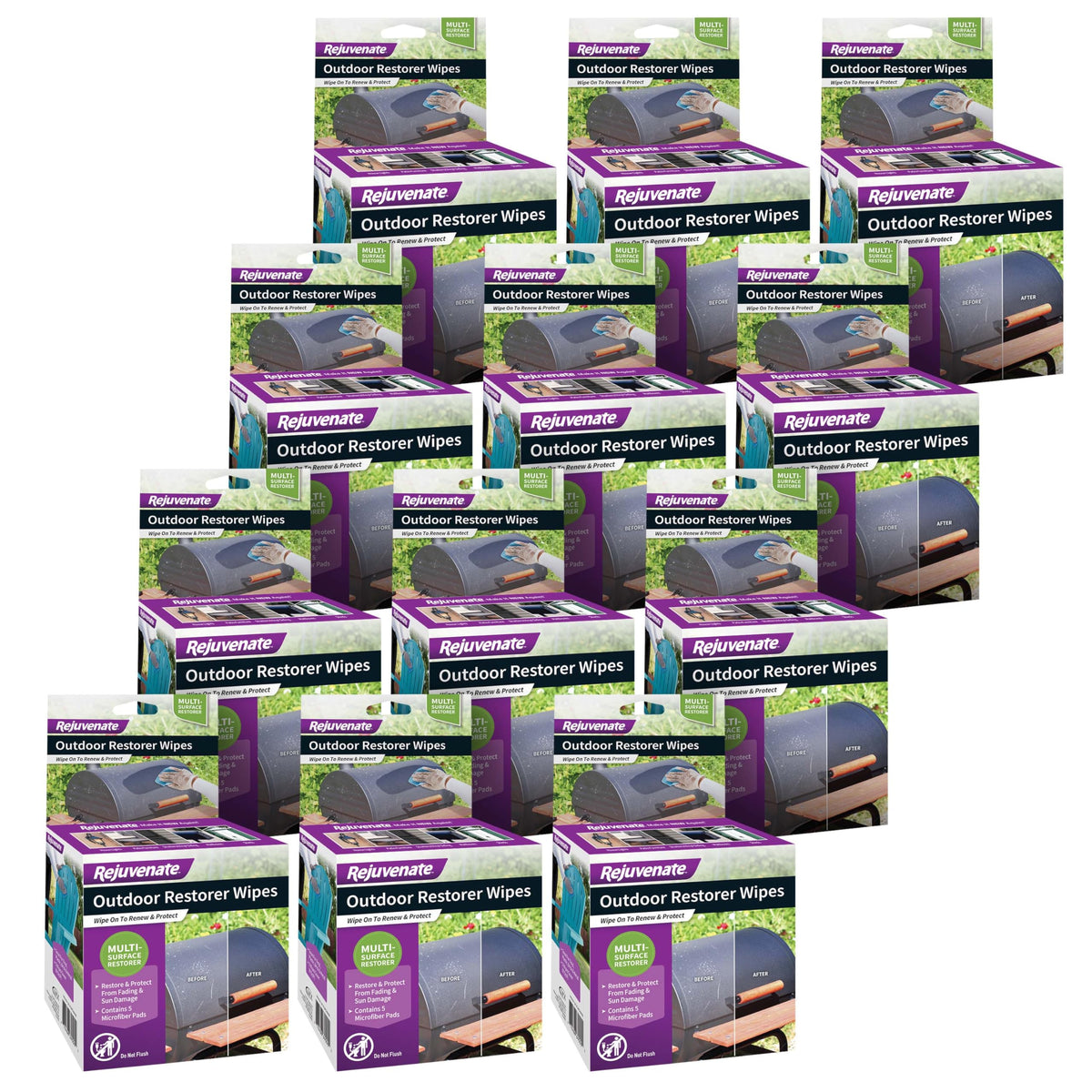 Outdoor Restorer Wipes, Pre-Saturated Microfiber Wipes, 12 Pack