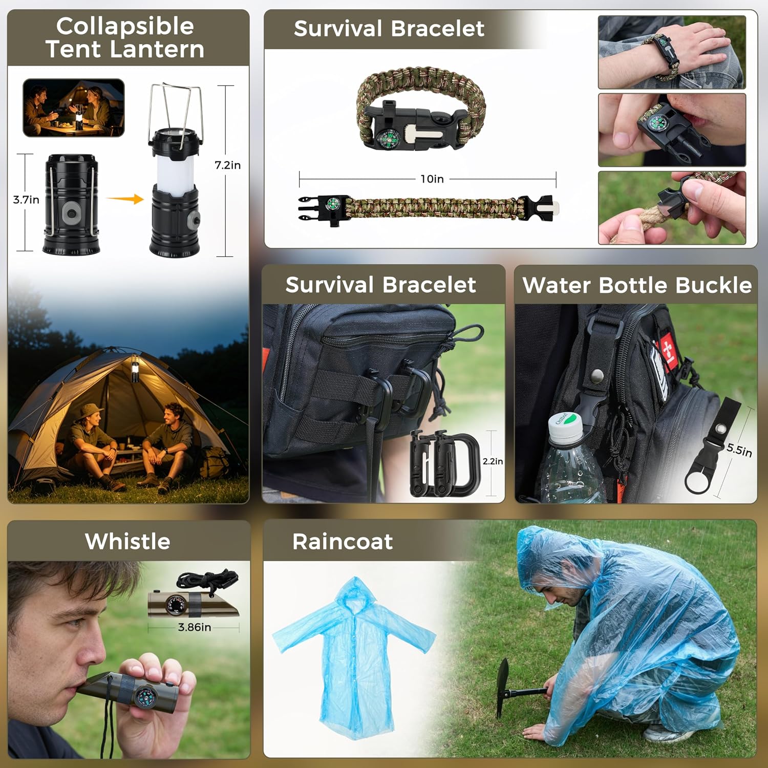Survival Kit, 246Pcs Emergency Survival Gear with First Aid Kit, Tactical Bag, Camping Axe, Folding Shovel & Solo