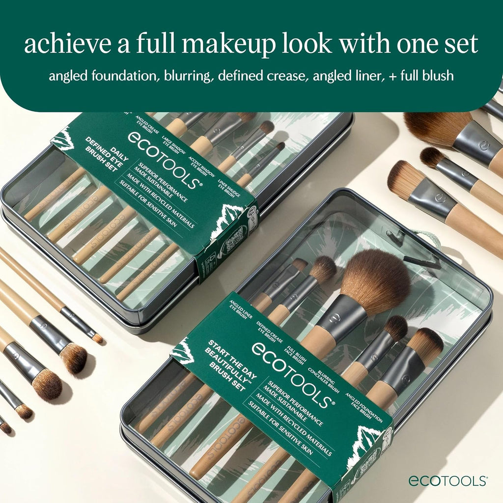 6 Piece Start The Day Beautifully Makeup Brush Set, Makeup Brushes For Eyeshadow, Blush, Concealer, & Foundation