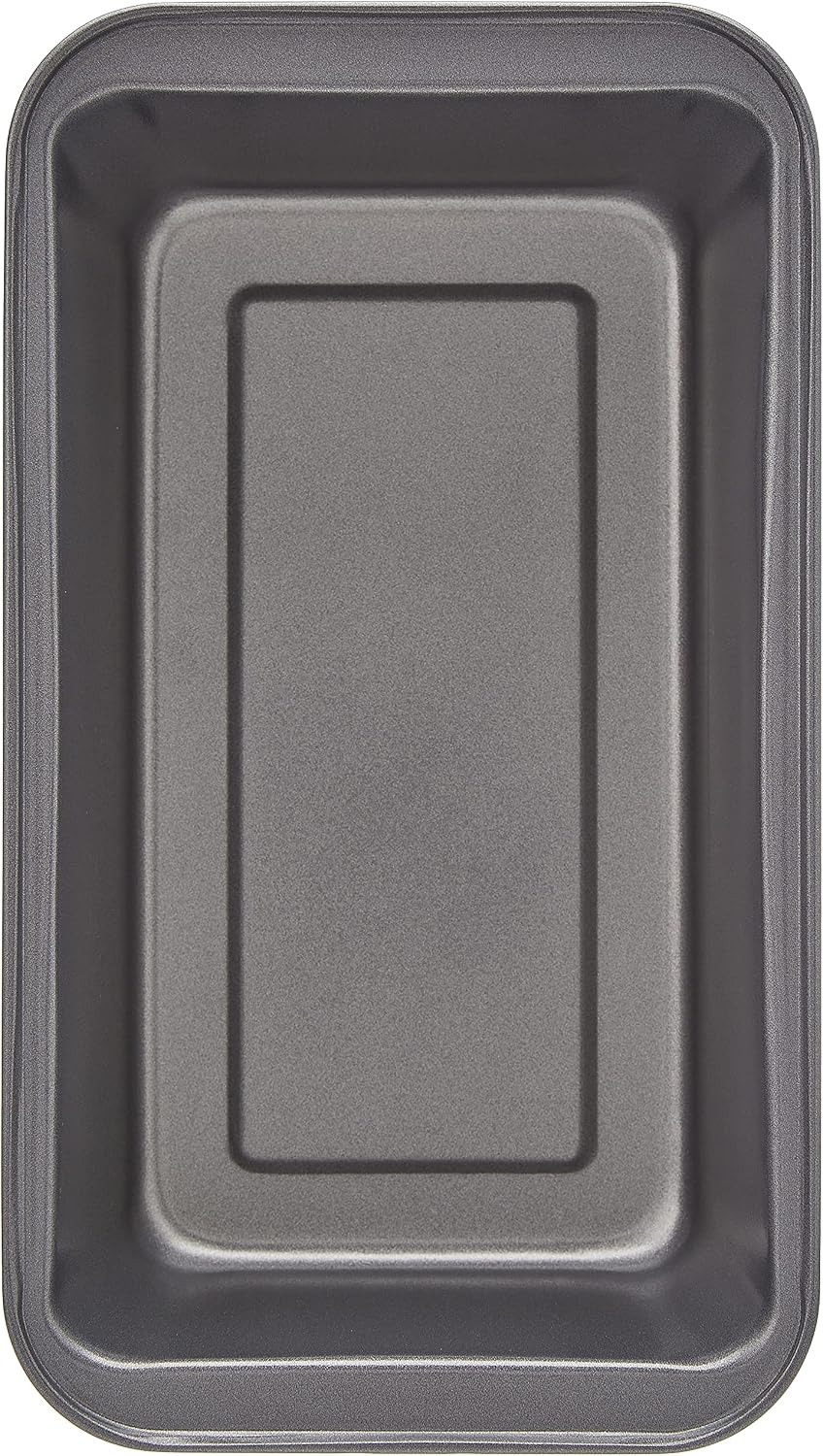Rectangular Nonstick Bread Loaf Pan for Baking Meatloaf with Even Heat Distribution, 9.5 x 5 Inch, Gray, Set of 2