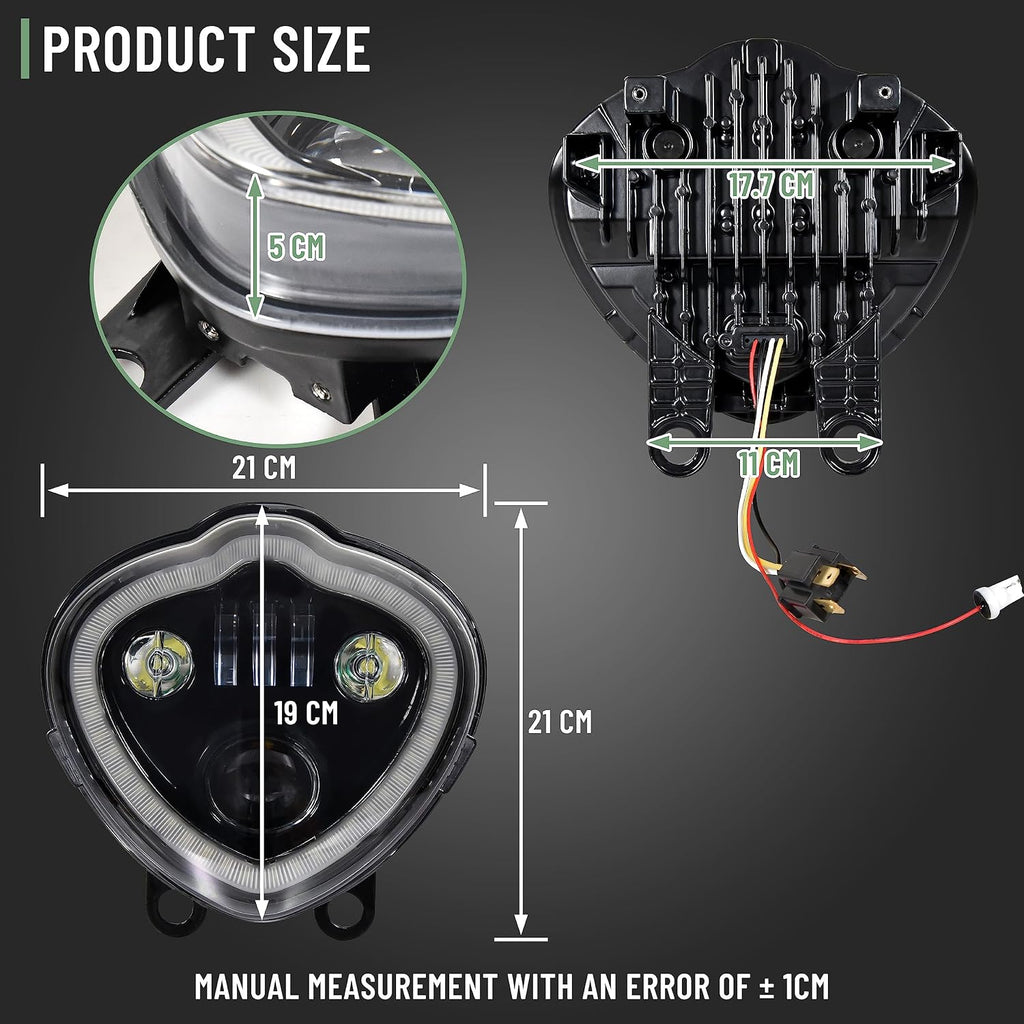 LED Headlights for Kawasaki Vulcan 650 15-25, Replace#YGJM-0031