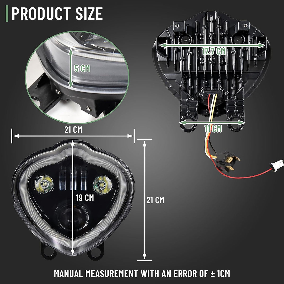 LED Headlights for Kawasaki Vulcan 650 15-25, Replace#YGJM-0031