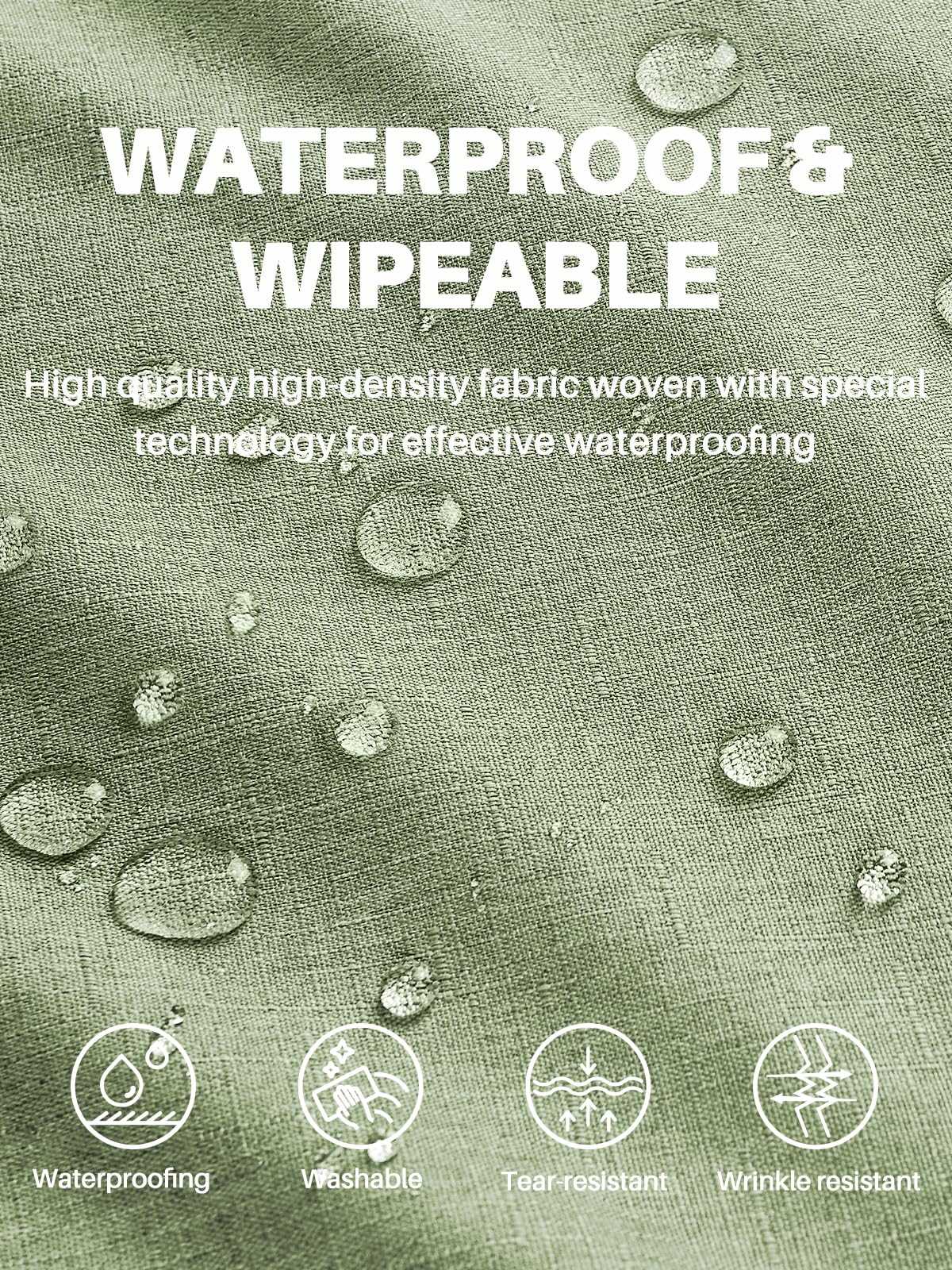 Textured Linen Rectangle Table Cloth, Sage Green, 52 x 70 Inch