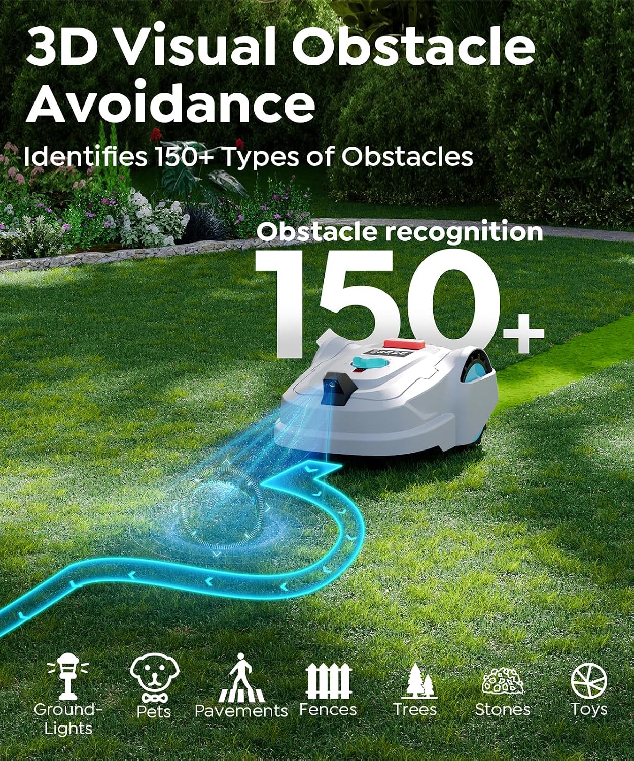 M800Plus Cordless Robot Lawn Mower with GPS + Visual Navigation, Bow-Shaped Path Mowing, APP Control, 4.0Ah Automatic