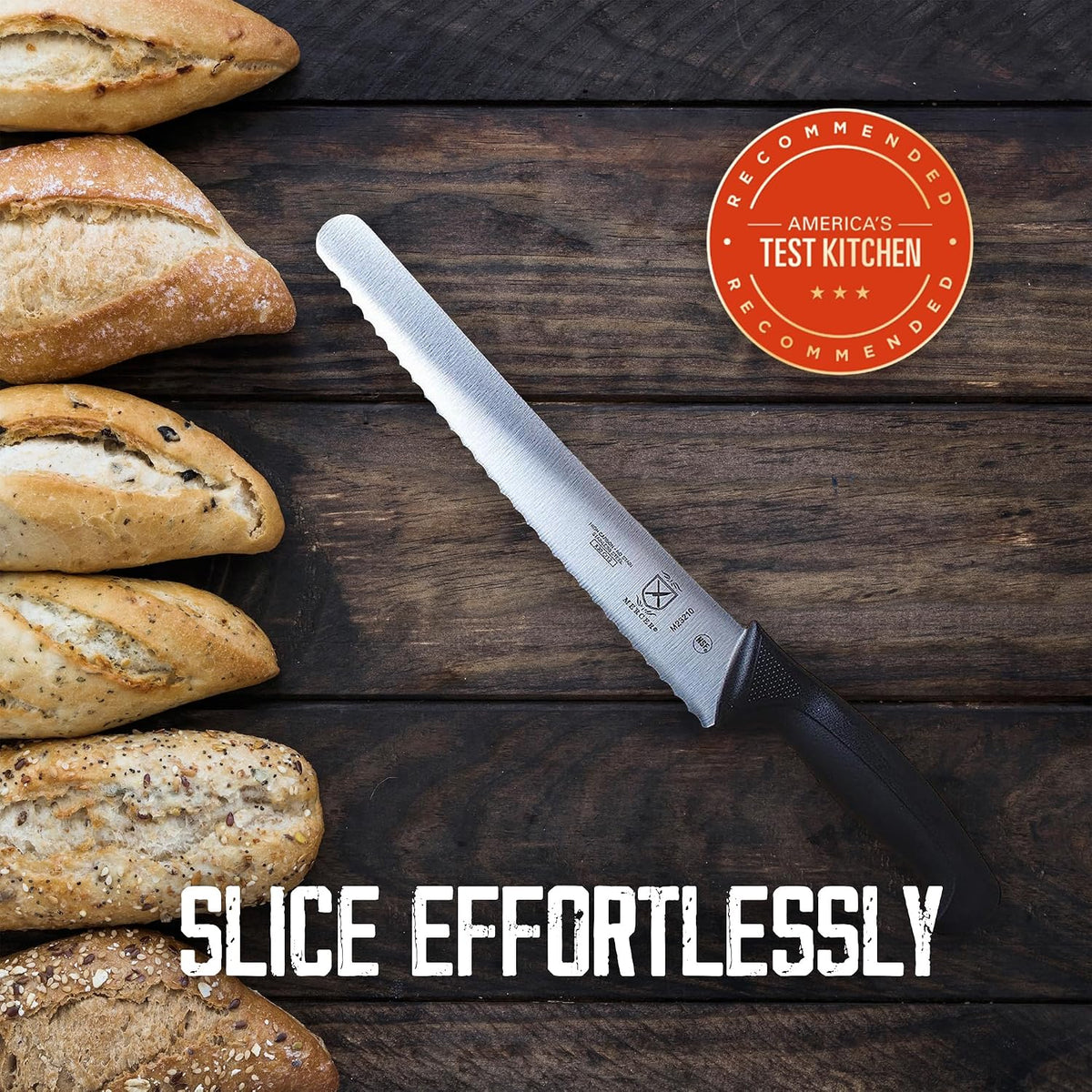 M23210 Millennia Black Handle, 10-Inch Wide Wavy Edge, Bread Knife