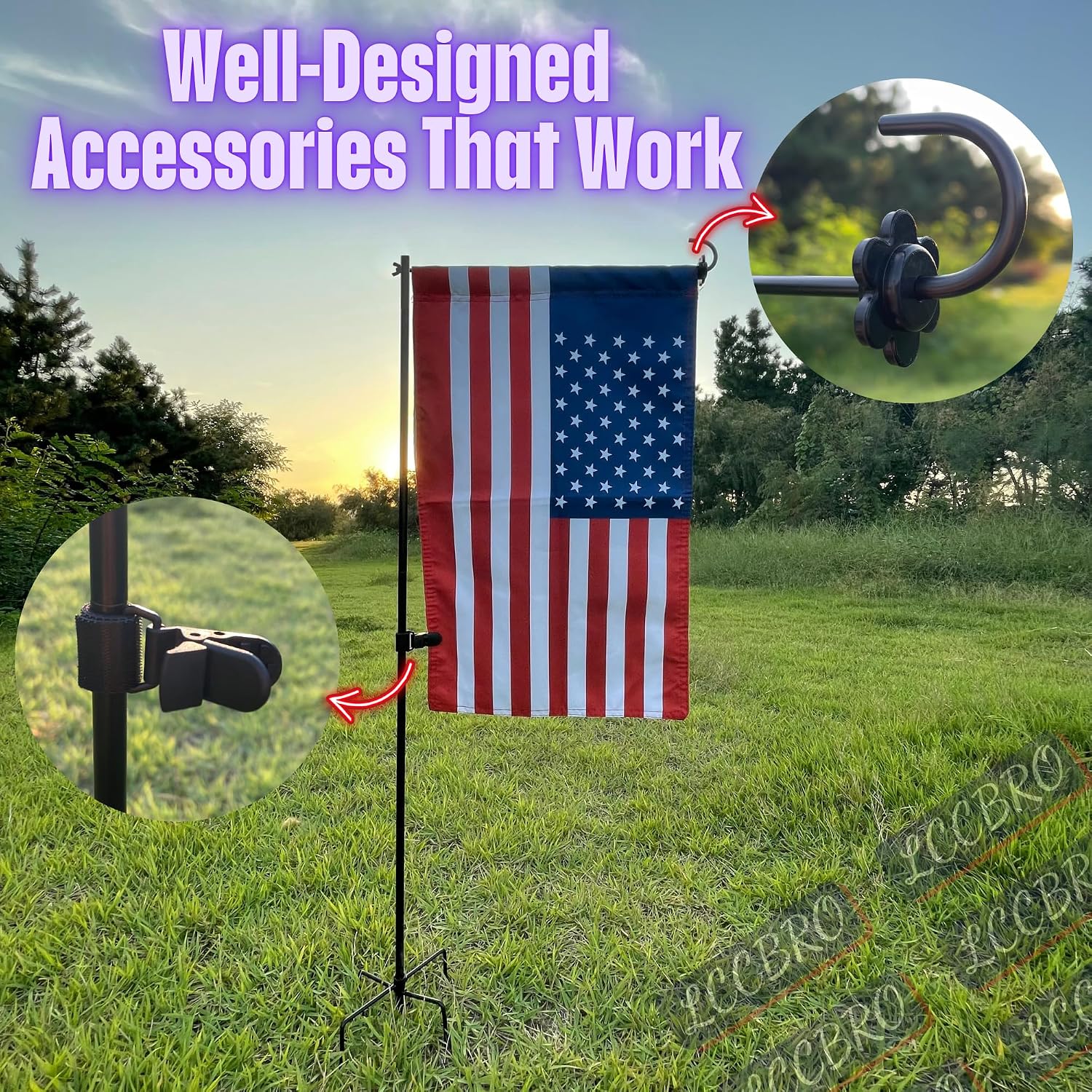 Garden Flag Stand No Spin for Outside 12 x 18 Flag Heavy Duty, Small Flag Holders for Yard and Garden, Flagpole