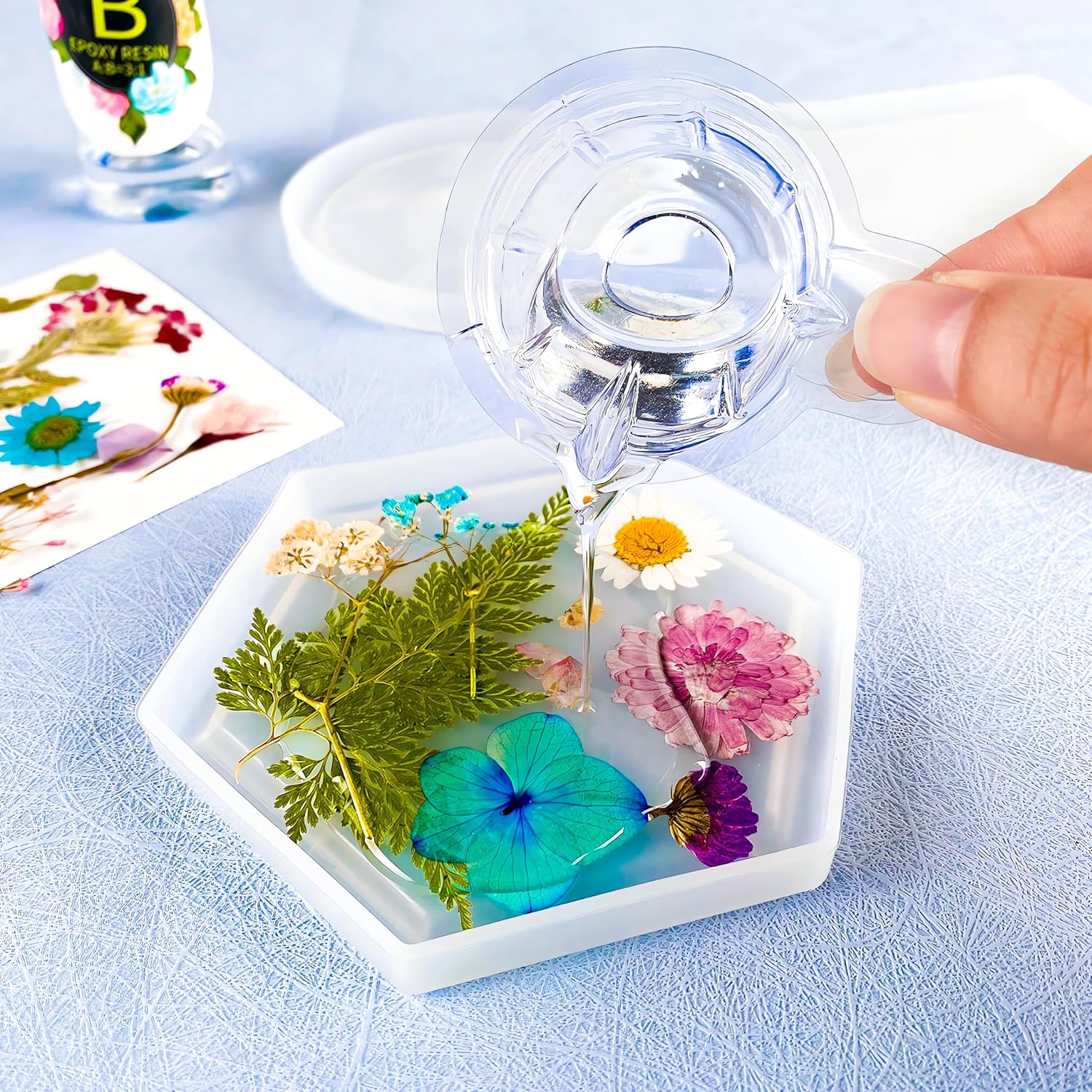 3.2" Small Resin Coaster Molds for Epoxy Resin, Round Square Hexagon Soap Dish Silicone Molds for Art Crafts, Trinket