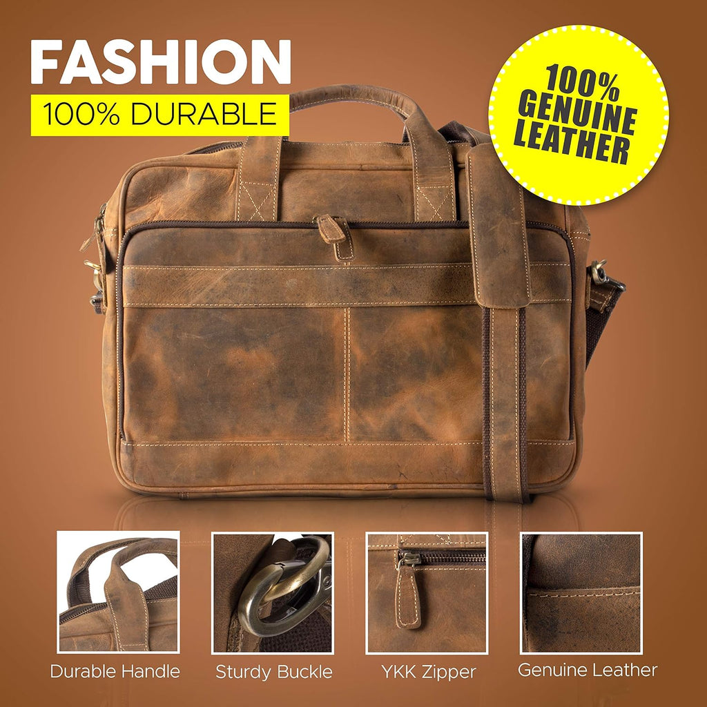 Leather briefcase 16 inch Laptop Messenger Bag for Men and Women Best Office Satchel Bag