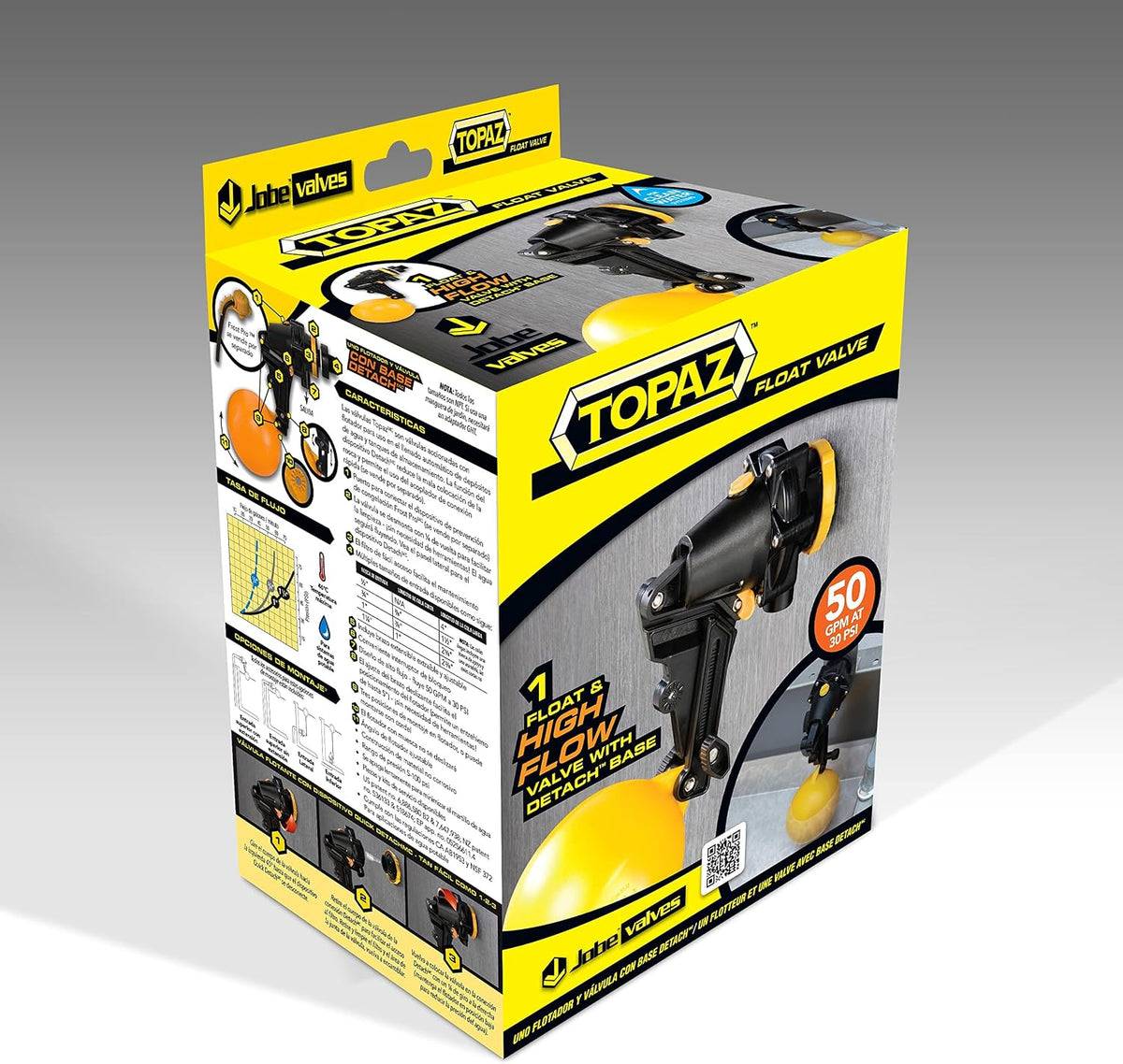 Jobe Valves Detach Short Tail, 1", Yellow/Black (Does NOT Have Nut and Washer)