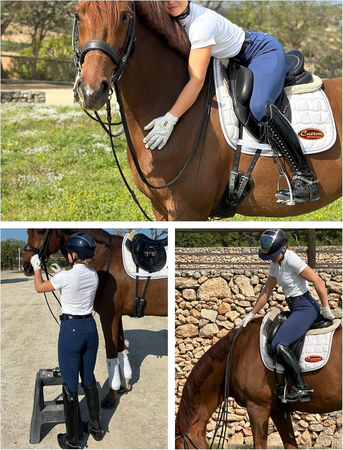 Women's Horse Riding Pants Full Seat Equestrian Breeches High Waist Horseback Riding Tights with Pockets