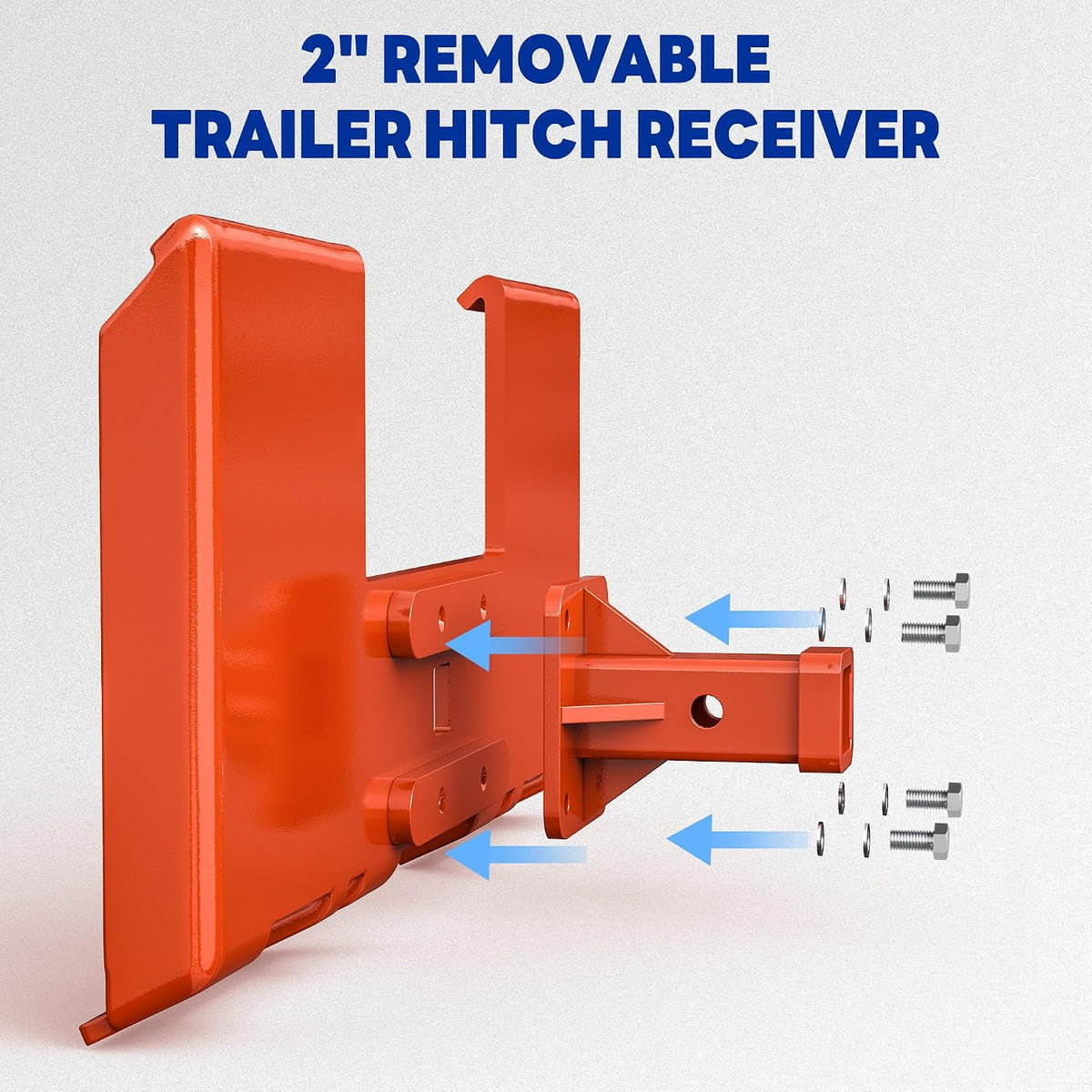 3/8" Skid Steer Mount Plate with 2" Removable Trailer Hitch Receiver, Thick Skid Steer Plate Attachment, Universal