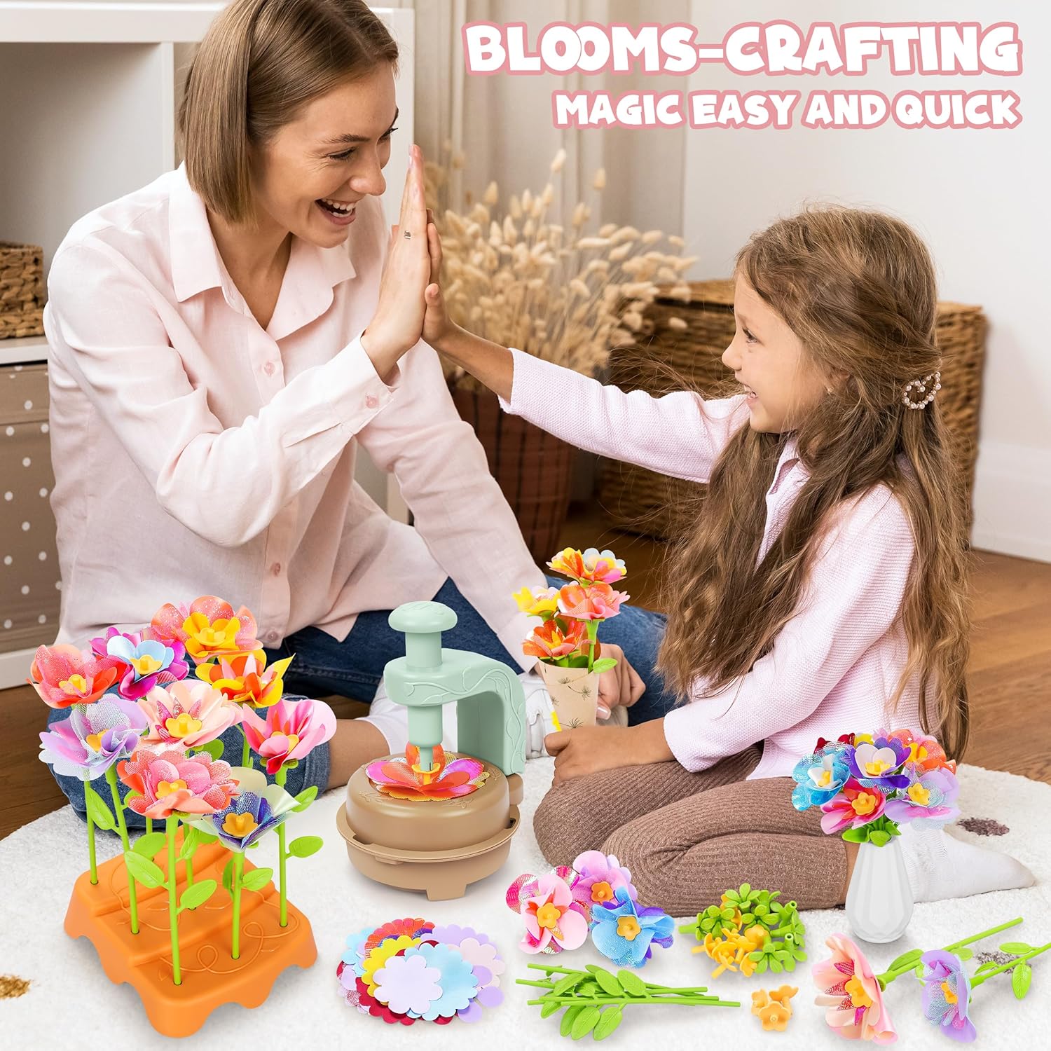 Fabric Flower Bouquets Toys, DIY Craft Kits Toys for Kids - Flowers Market Toy, Build Your Flower Bouquet, Arts &