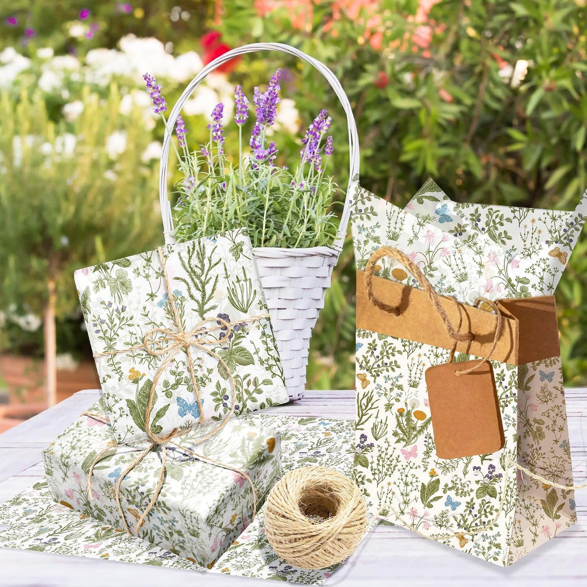 50 Sheets Vintage Wildflower Tissue Paper - 20x28 Inch Wild Floral Art Tissue Spring Wrapping Paper with Delicate