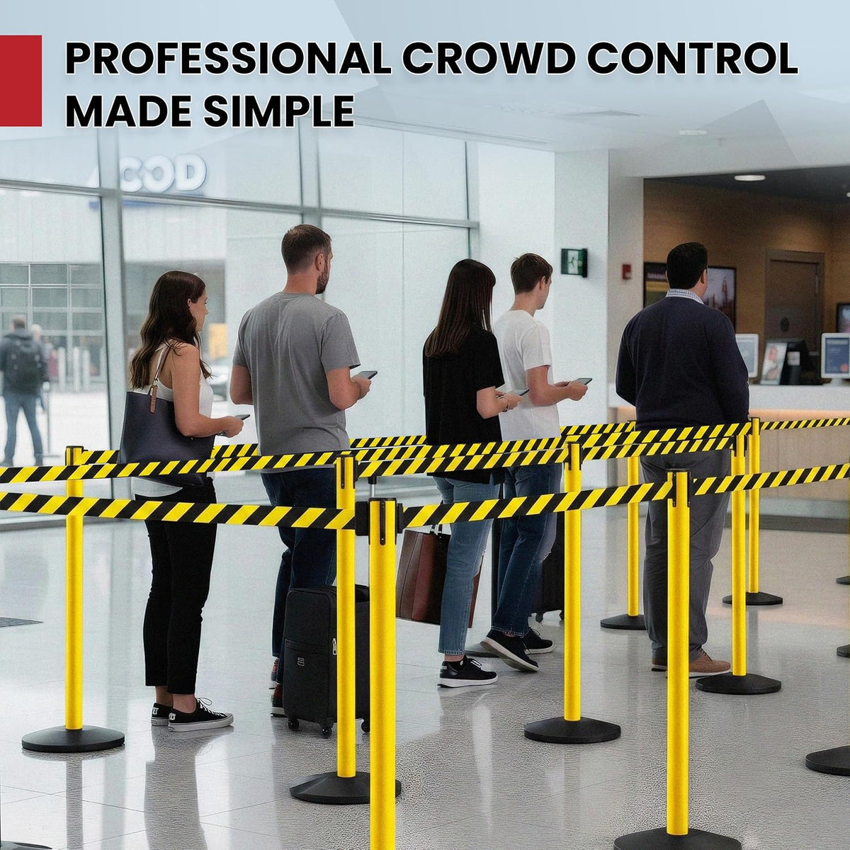 2-Pack Retractable Belt Stanchion Barriers, 11 Ft
