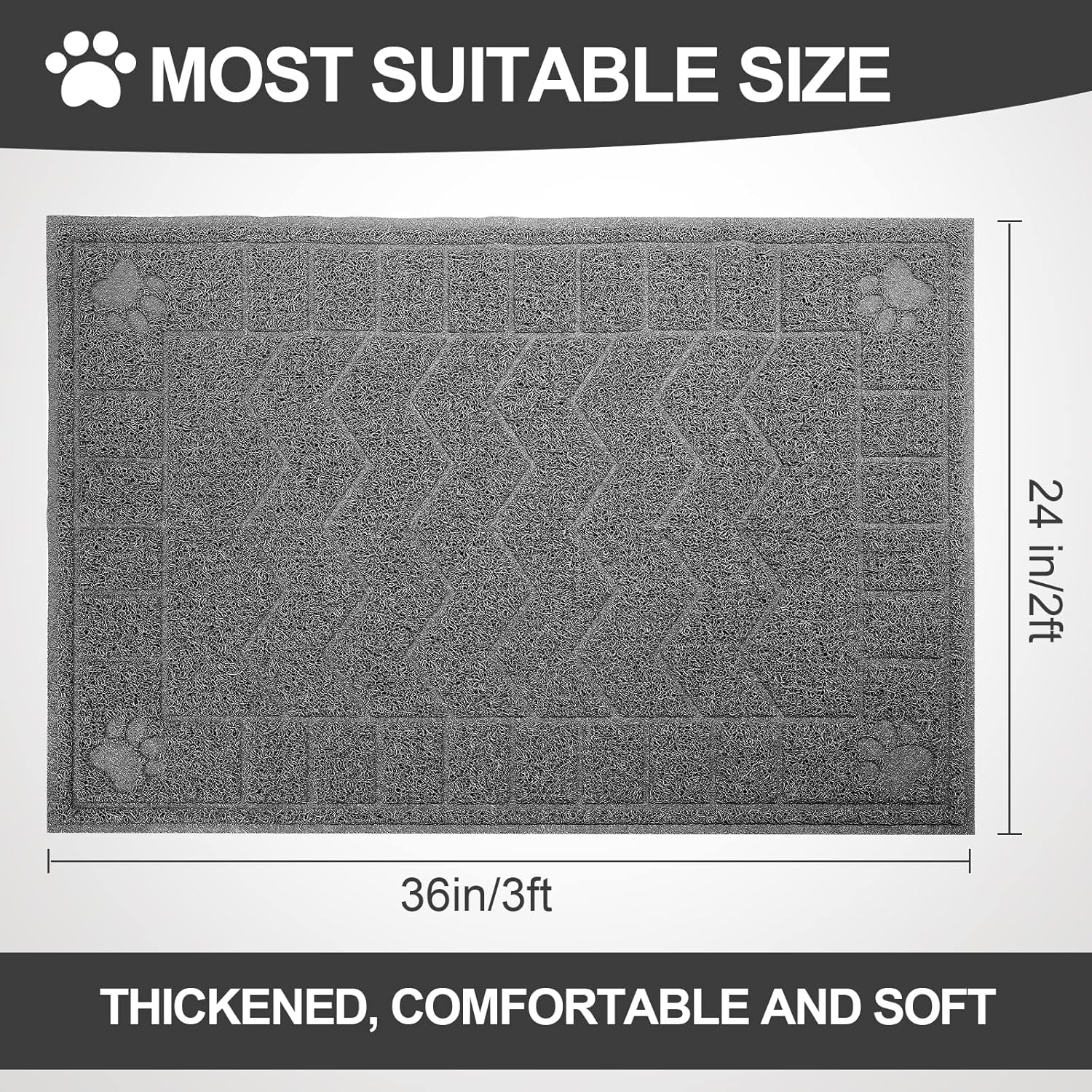 Cat Litter Box Mat, 35" x 24" Large Kitty Litter Trapping Mat Keep Floor Clean, Litter Box Mat Scatter Control