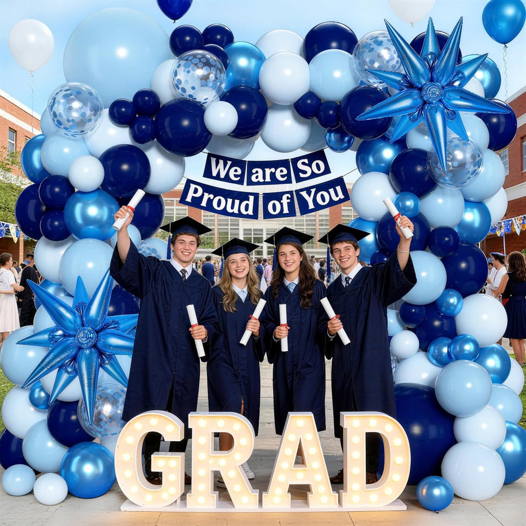Blue Balloons Arch Kit, Different Shades Navy Blue Balloons for Blue Graduation Decorations 2026 Grad Class Father's
