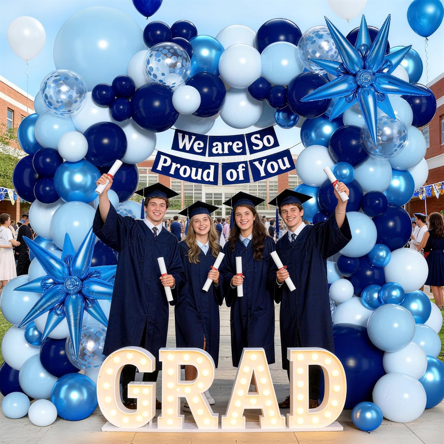 Blue Balloons Arch Kit, Different Shades Navy Blue Balloons for Blue Graduation Decorations 2026 Grad Class Father's