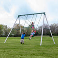 Big Brutus Galvanized Steel Swing Set Kit with Classic A-Frame, Two Belt Swings, One Trapeze Bar, Easy Assembly