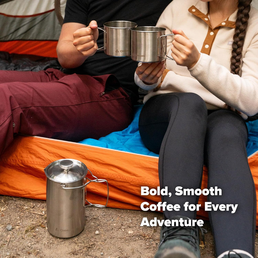 Stainless Steel French Press Coffee Maker – 4-Cup (32 oz), Campfire & Stovetop Safe, Portable & Durable – Fine Mesh