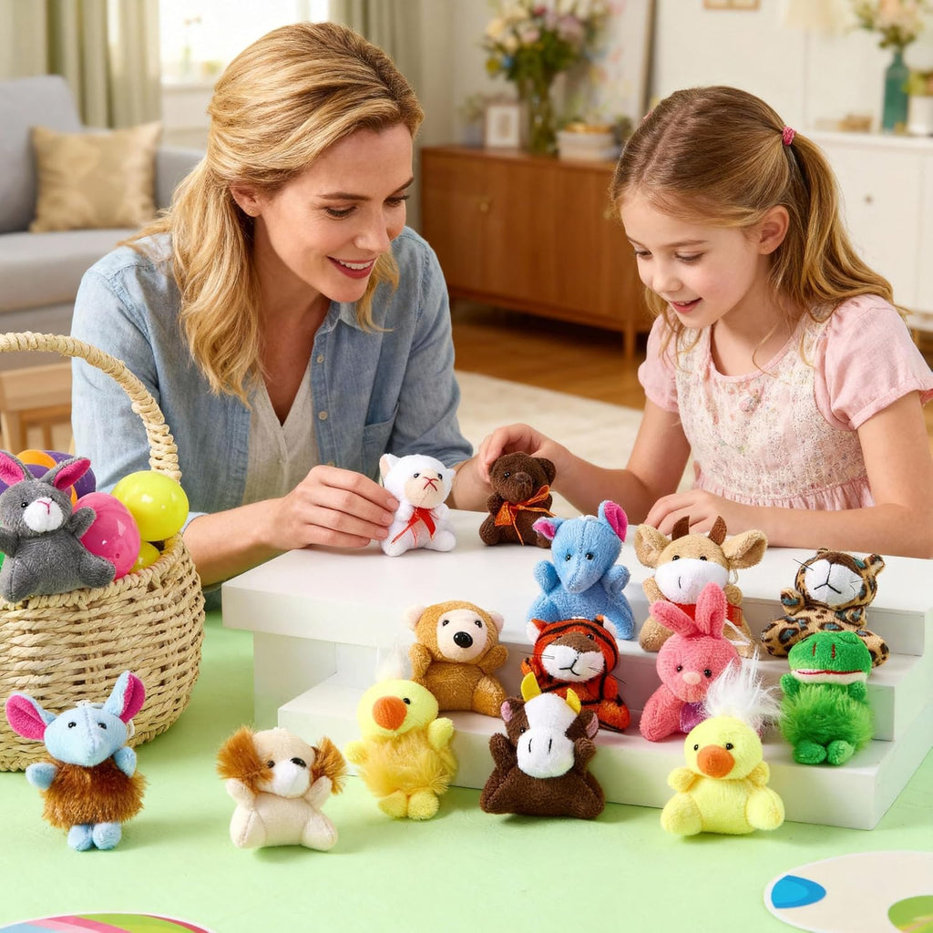 24 Pack Mini Animal Plush Toy Assortment (24 Units 3" Each), Animals Keychain Decoration for Kids, Small Stuffed