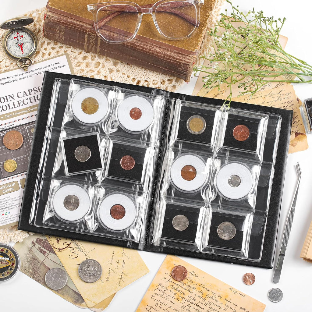 36 Pockets Coin Capsule Holder Album - 2.3x2.2 inches | Uncle Paul Coin Collecting Book with 6 Pages, Collection