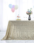 50x80 inch Rectangular Sequin Tablecloth Champagne, Glitter Tablecloth for Bridal Shower Decorations, Birthday
