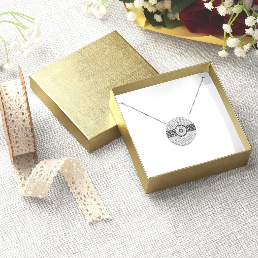 Cardboard Jewelry Boxes 10 Pack - 3.5"x3.5"x1" Bulk Cotton Filled Small Gift Boxes with Lids for Jewelry Packaging