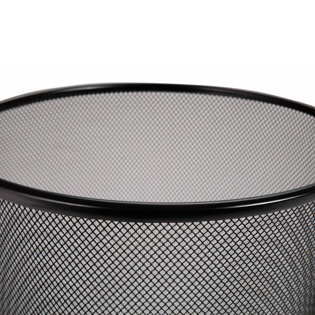 2-Pack 6-Gallon Round Steel Mesh Trash Can, Recycling Wastebasket, Black