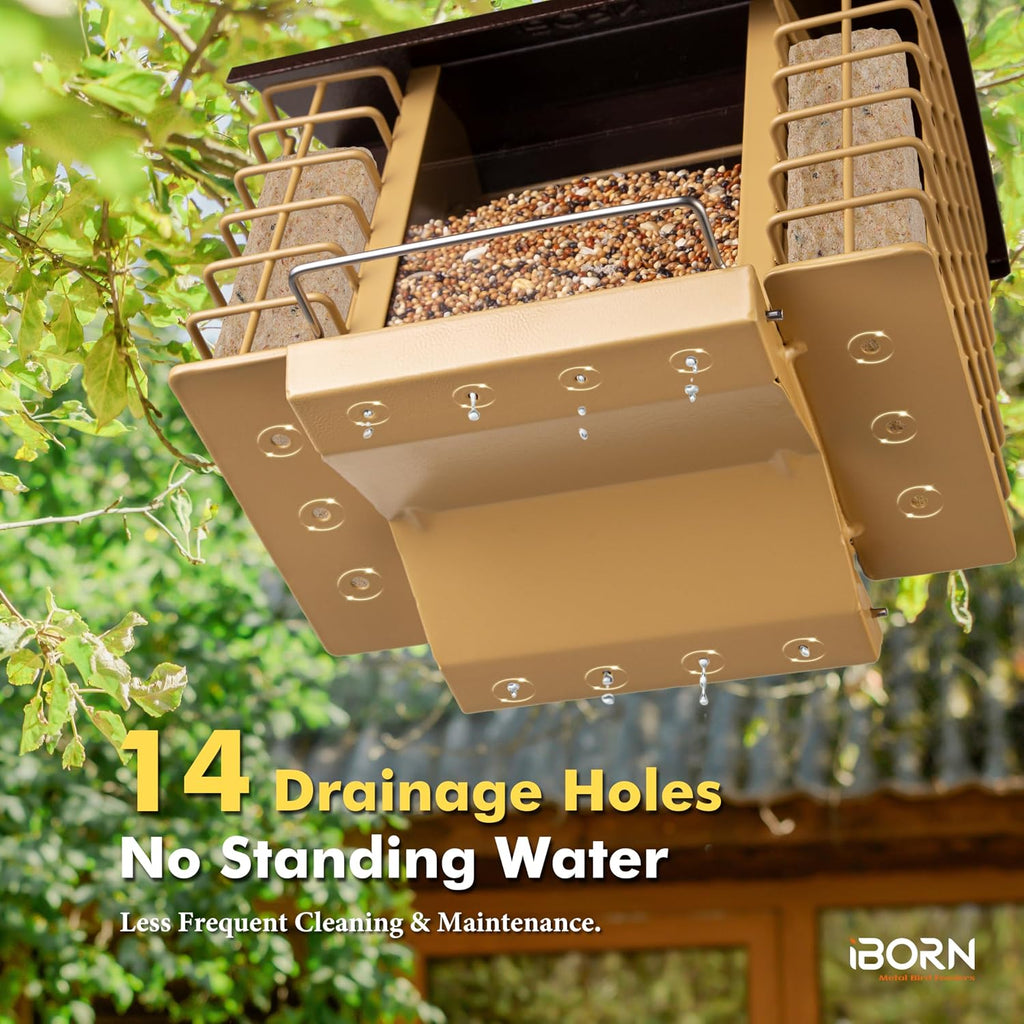Bird Feeders for Outdoors,Bird Feeder with Double Suet Holders,Suet Feeder for Outside,Weatherproof Metal Roof,Easy