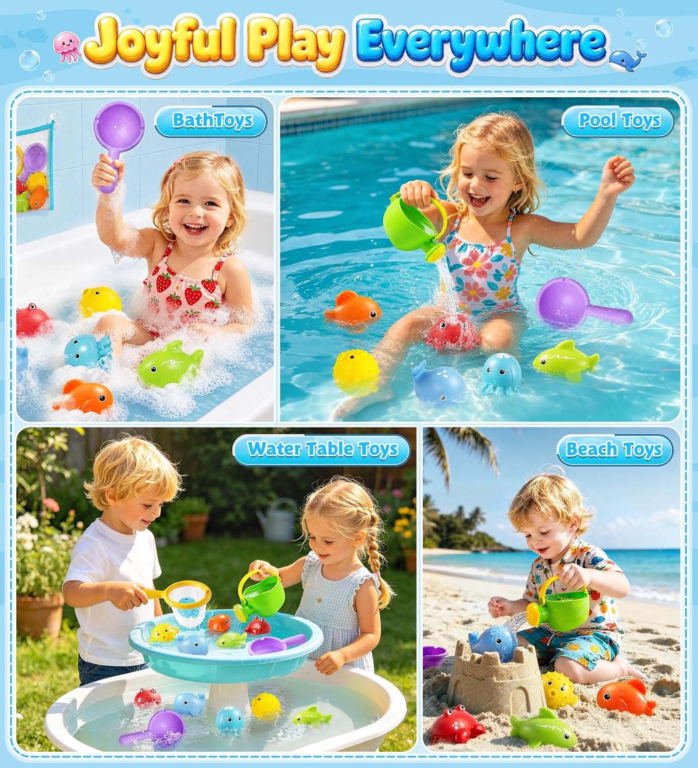 Baby Bath Toys for Kid, Squeezable Bathtub Toys Water Pool Toy for Toddlers | 10PCS Floating Pool Toy for Toddlers