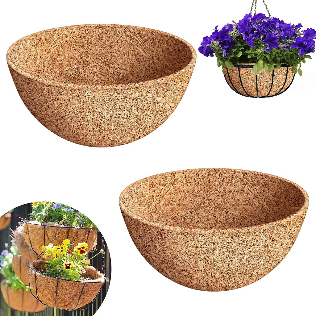 2 Pack 18 Inch Round Coco Liners Replacement, 100% Natural Coconut Coir Liners for Hanging Baskets, Garden Flower
