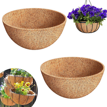2 Pack 18 Inch Round Coco Liners Replacement, 100% Natural Coconut Coir Liners for Hanging Baskets, Garden Flower