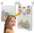 2 x Mesh Bath Toy Organizer + 8 Ultra Strong Hooks – The Perfect Bathtub Toy Holder & Bathroom or Shower Caddy –