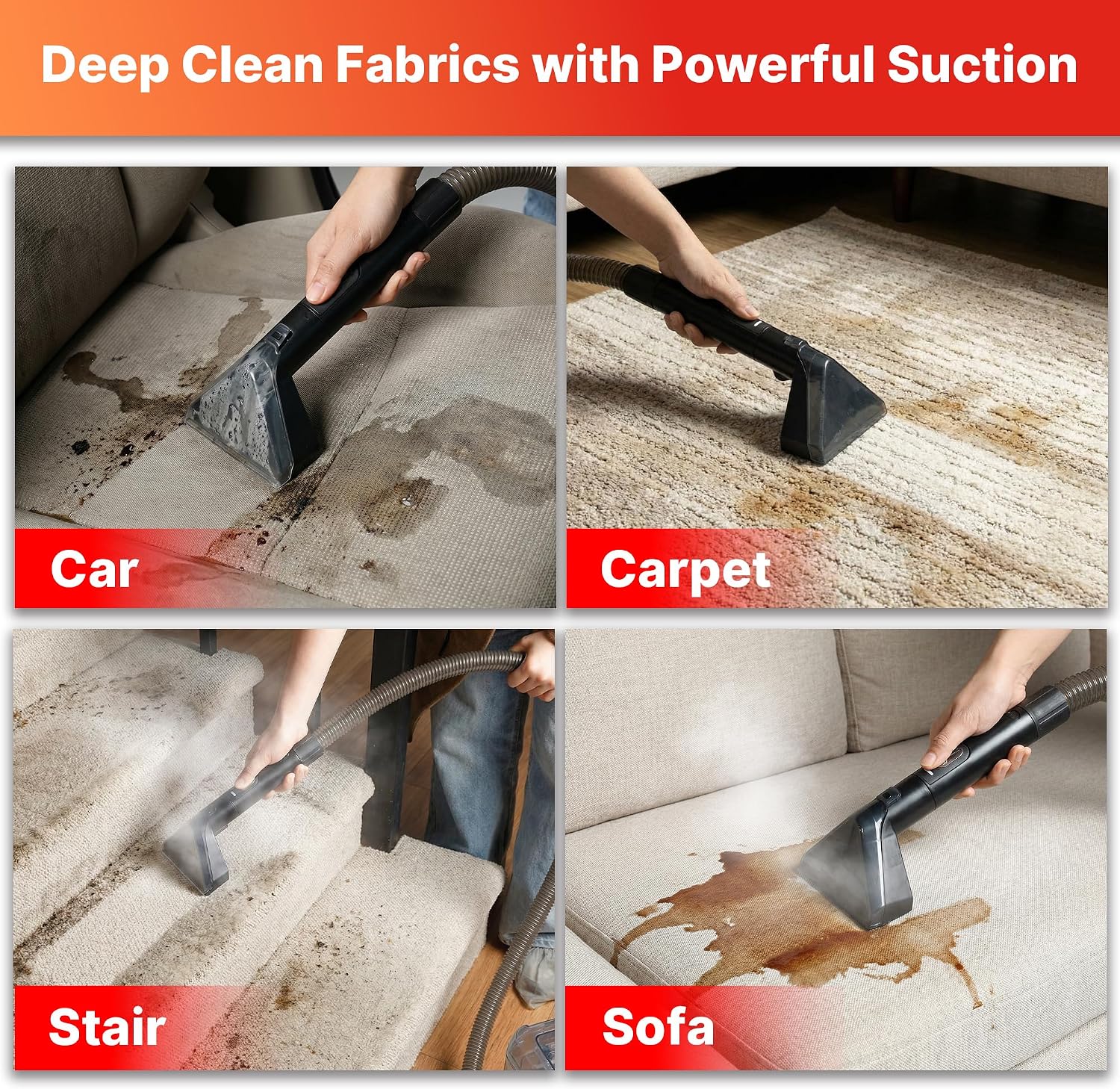 Portable Carpet Cleaner Machine with Steam & Heating, 5430270 | 4 Cleaning Modes, Versatile Attachments