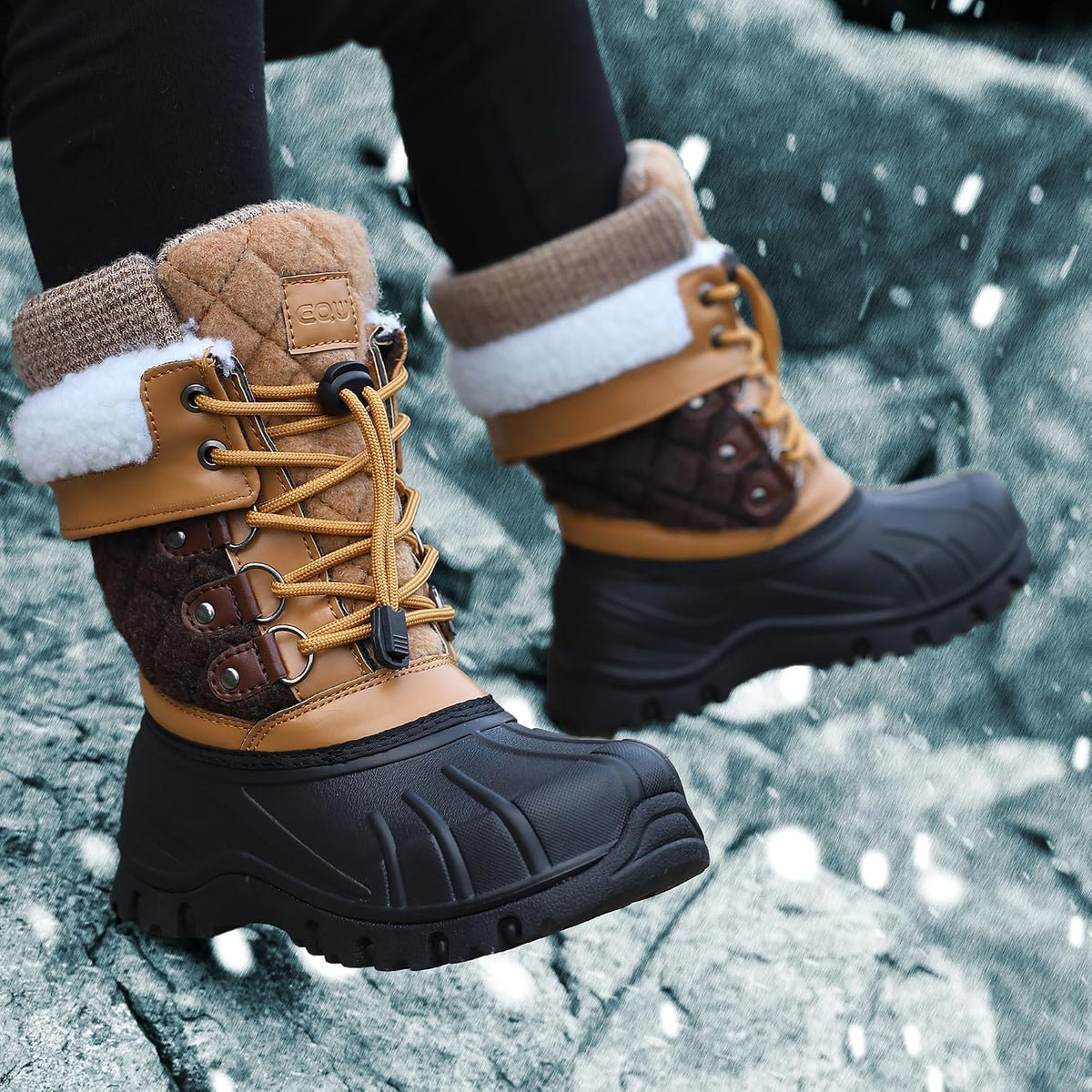Kids Waterproof Snow Boots for Girls & Boys Winter Insulated Warm Fur Lined Non-Slip Ankle Shoes