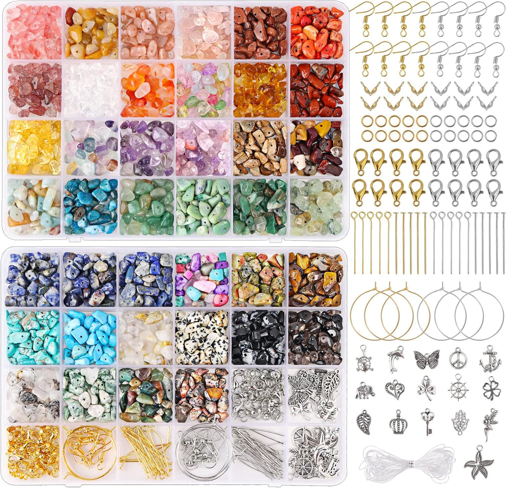 40 Colors Crystal Beads for Jewelry Making Crystal and Gemstone Beads 900pcs Jewelry Making Supplies Kit for Ring