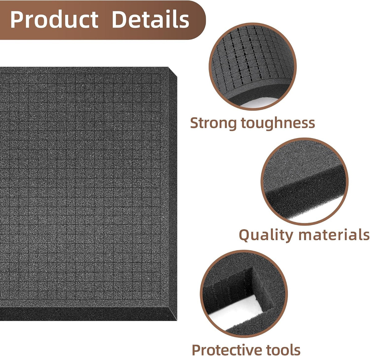 4 Pcs Pick Apart Foam Insert, 16'' x 12'' x 2'' Pre Cube Sheet Foams