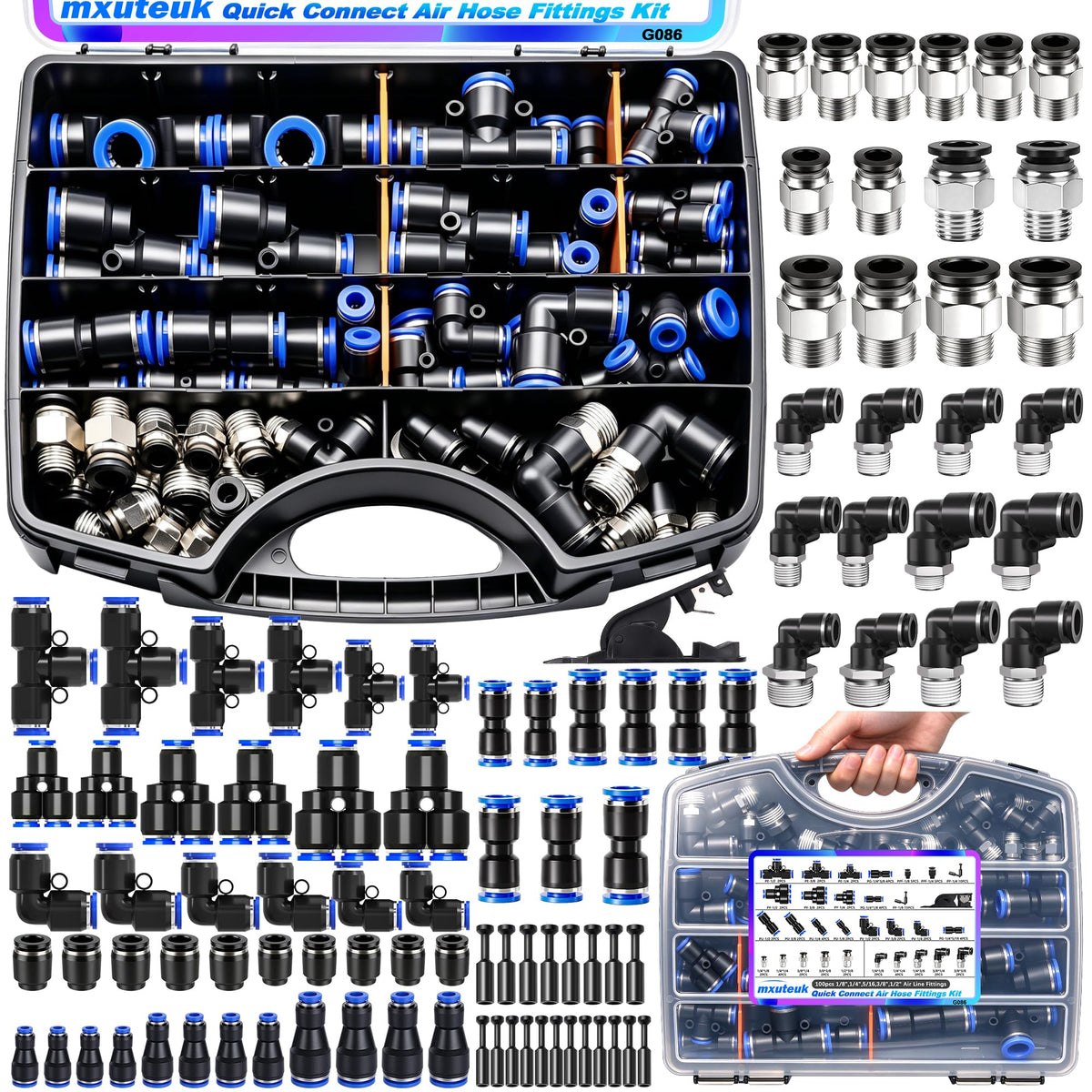 mxuteuk 100PCS Quick Connect Air Hose Fittings,Quick Release Pneumatic Kit