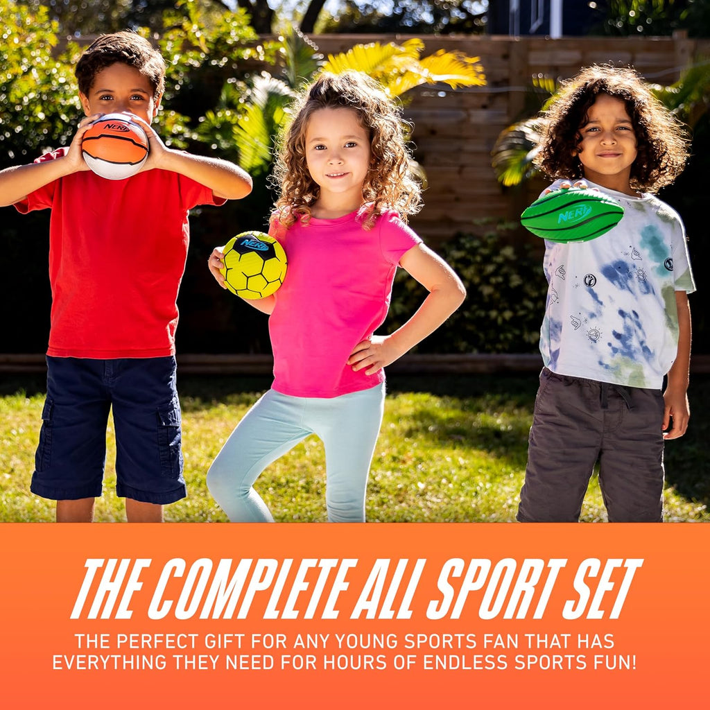 Mini Foam Sports Ball Set - Foam Football, Soccer Ball + Basketball Soft Sports Toy for Kids