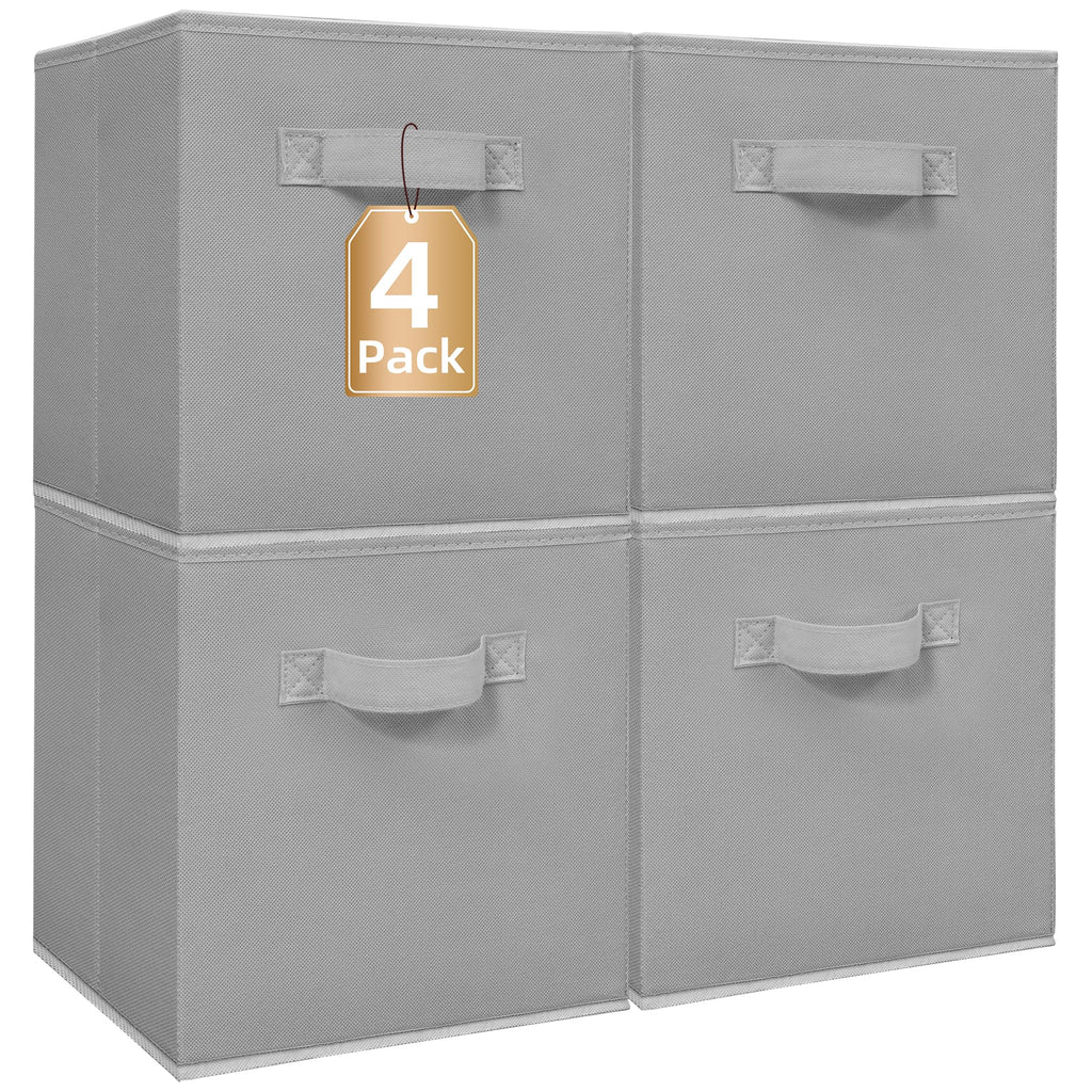 Storage Cubes, 11 Inch 4 Pack Collapsible Fabric Shelf Bins