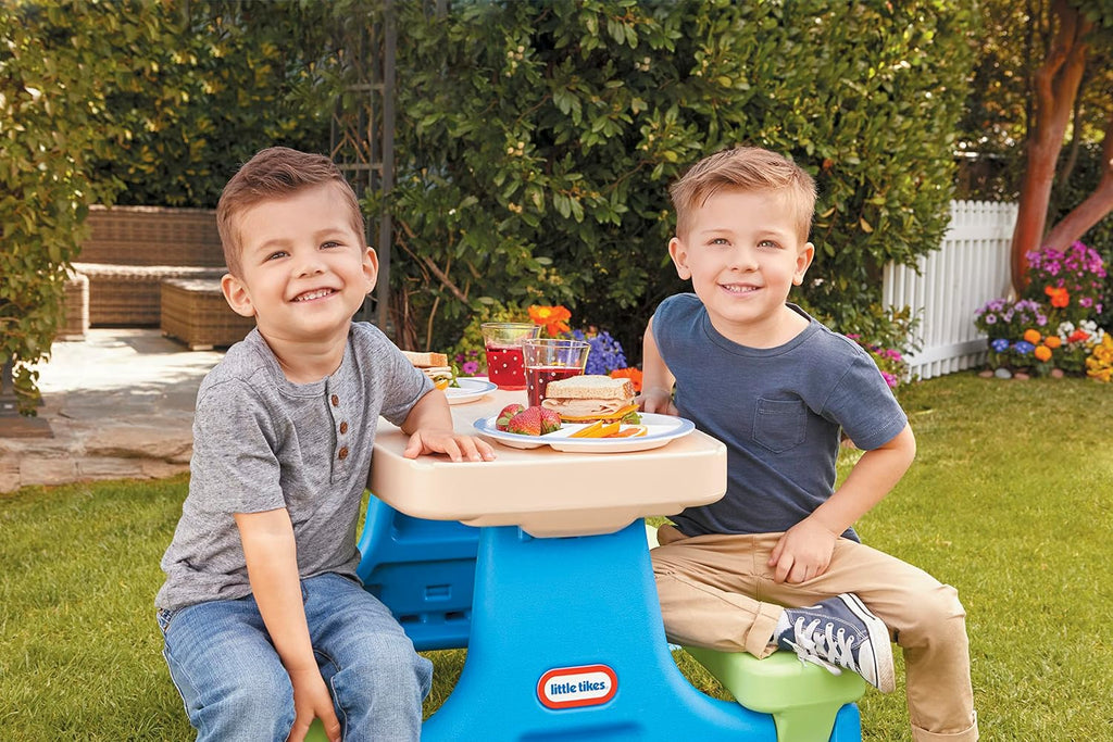Easy Store Picnic Table with Umbrella, Multi Color, 42.00''L x 38.00''W x 19.75''H