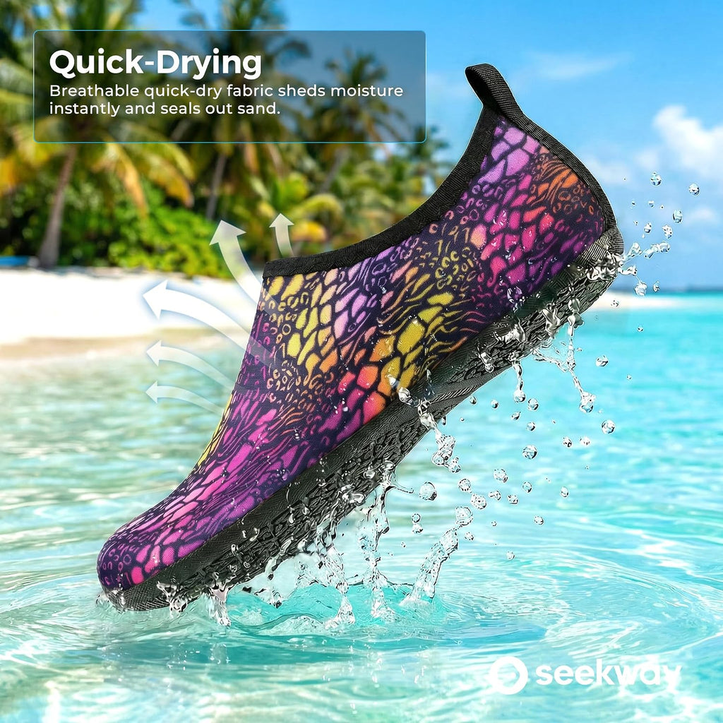 Water Shoes Women Men Adult Quick-Dry Aqua Socks Barefoot Non Slip for Beach Swim River Pool Lake surf Black SK002(U)